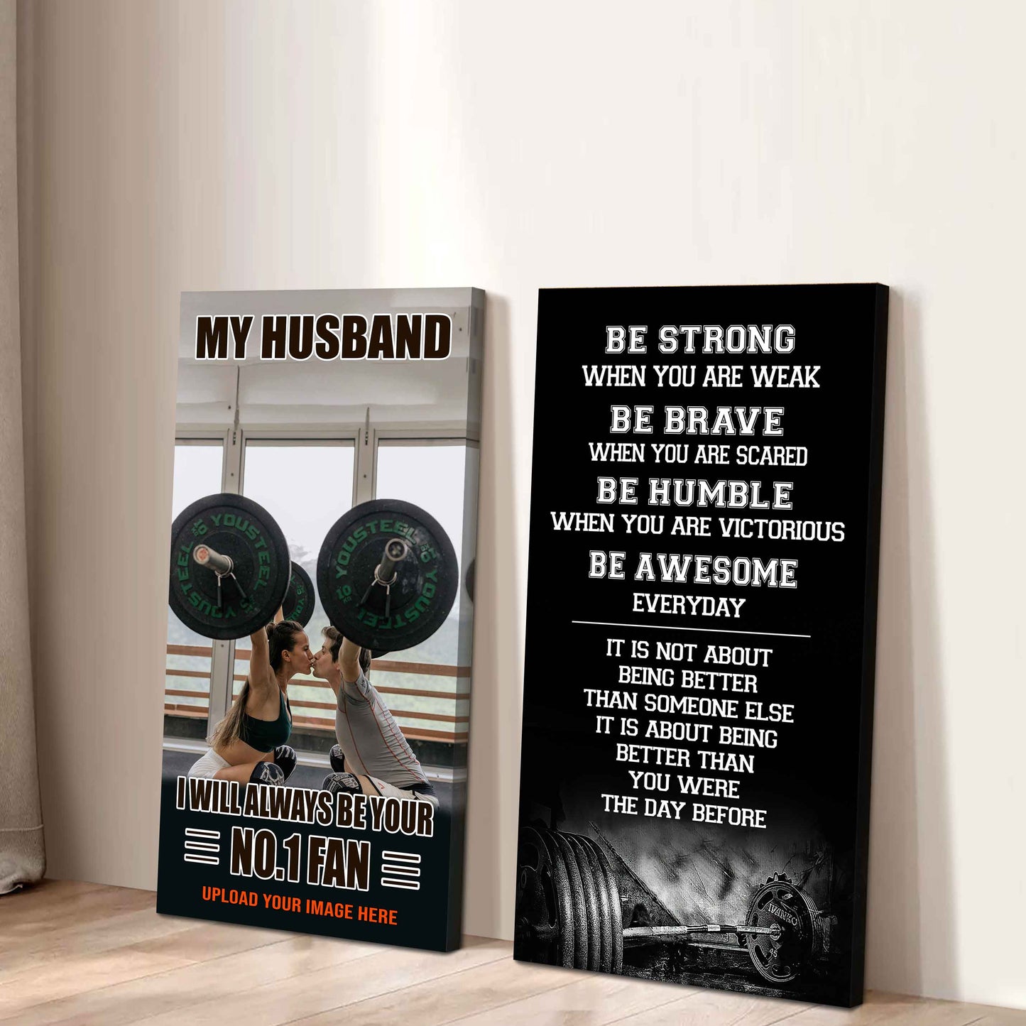 Young Sport Couple To My Husband Be Strong When You Are Weak Be Badass Everyday Set 2 Canvas Wall Art