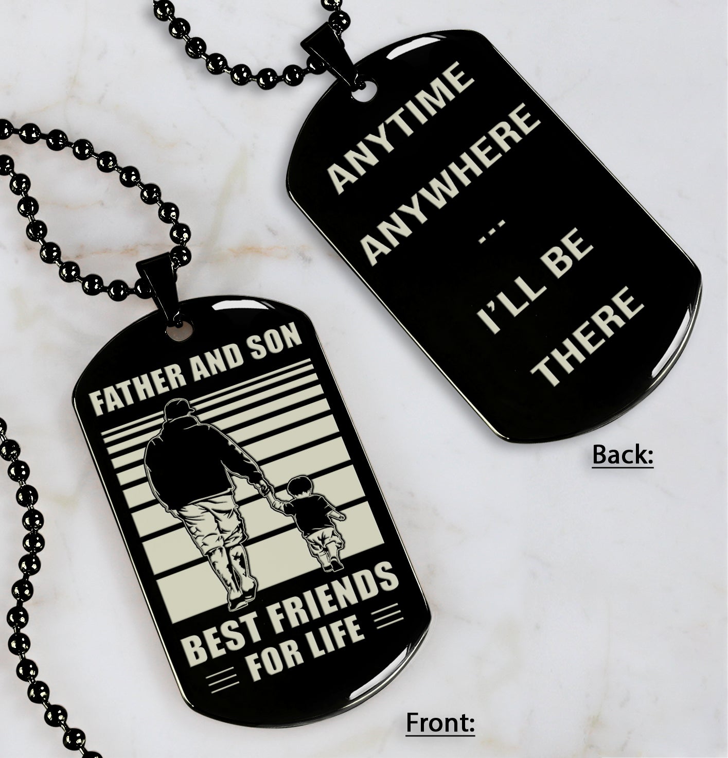 Samurai Personalized Double Sided Dog Tag Father And Son Best Friends For Life - Message on the back side