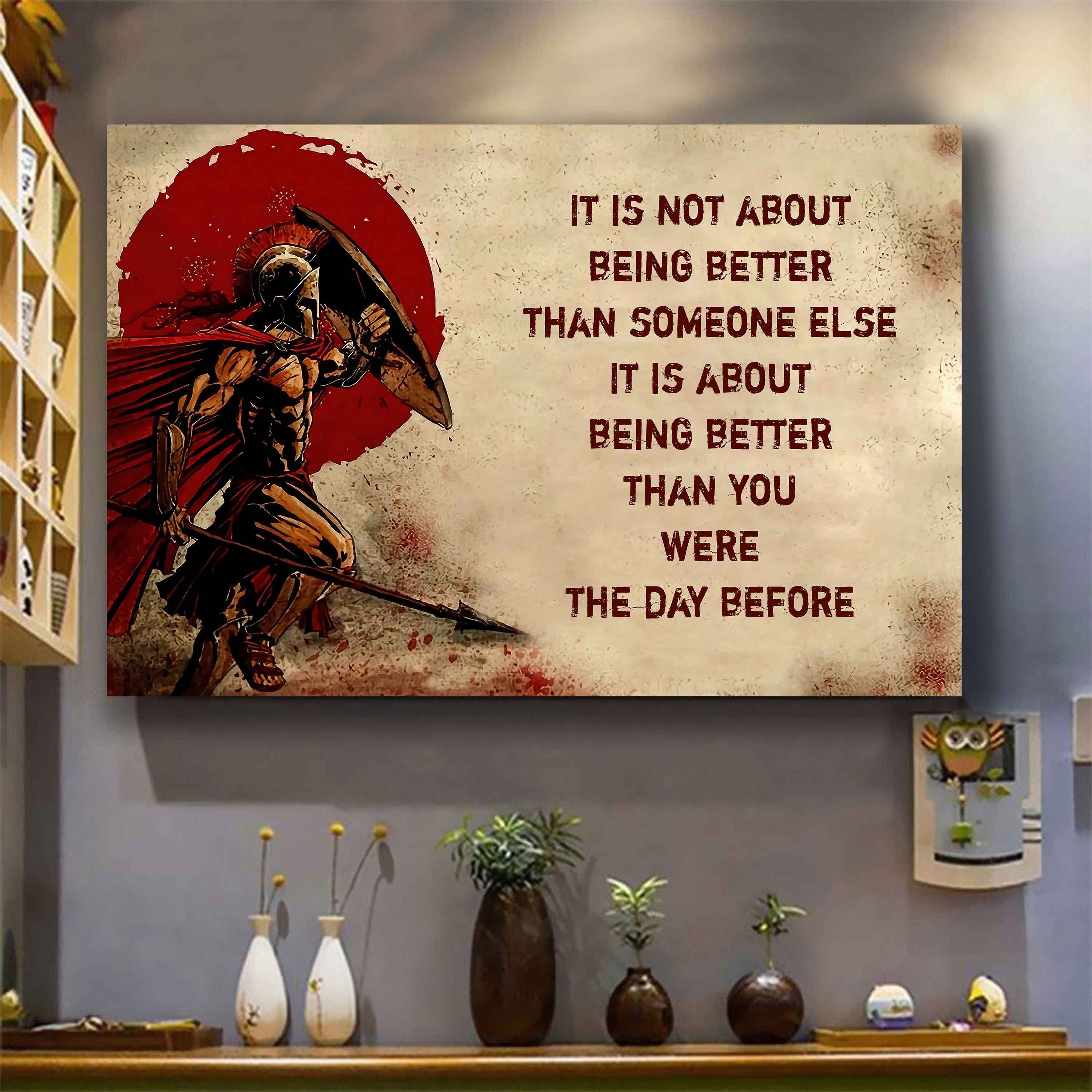 DRB Poster Canvas It's Not About Being Better Than Someone Else Best Gifts Motivation Quotes