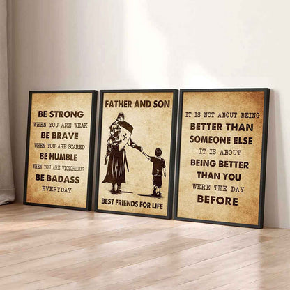 Combo 3 Biker Poster Canvas Be Strong When You Are Weak - It's Not About Being Better Than Someone Else It's About Being Better Than You Were The Day Before