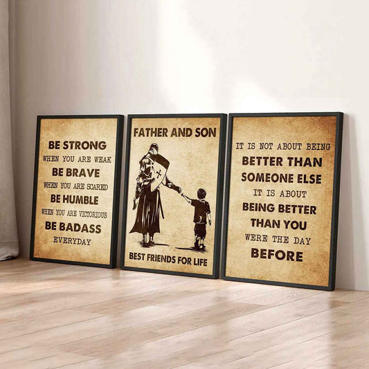 Combo 3 Biker Poster Canvas Be Strong When You Are Weak - It's Not About Being Better Than Someone Else It's About Being Better Than You Were The Day Before