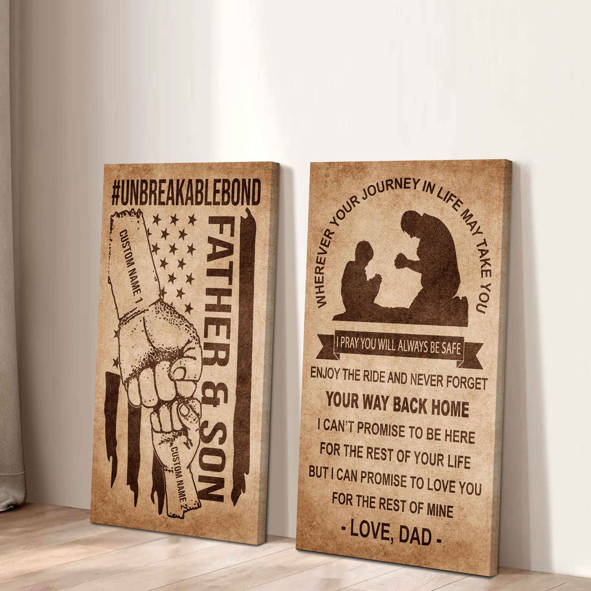 Father And Son Canvas Set To My Son Enjoy The Ride Never Forget Your Way Back Home