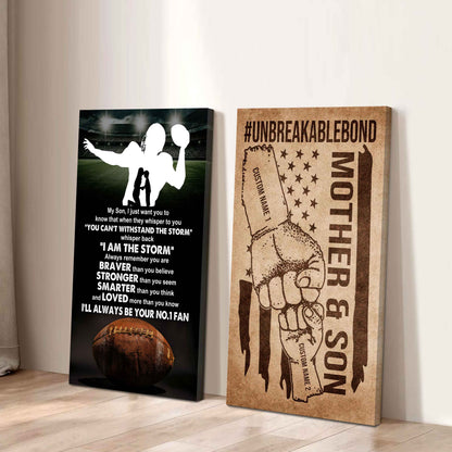 Unbreakable Bond Sport Canvas Set From Mom To Son Whisper Back I'm The Storm You Are Braver Than You Believe