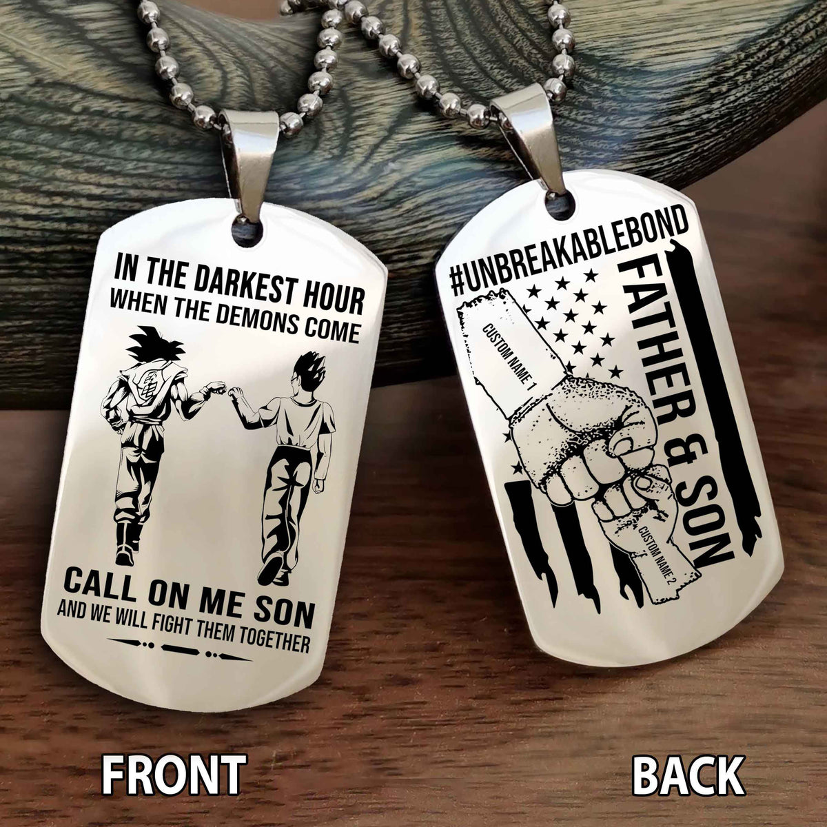 Father And Son UnBreakable Bond Double Side Dog Tag Call On Me Son Kid And We Will Fight Them Together Double Sided Dog Tag