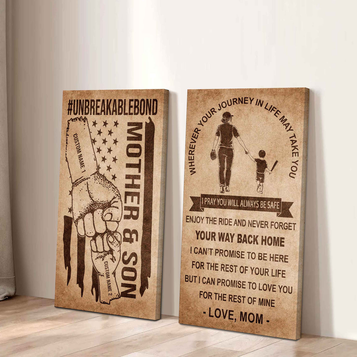 Unbreakable Bond Canvas Set Mother And Son Never Forget Your Way Back Home I Love You For The Rest Of Mine