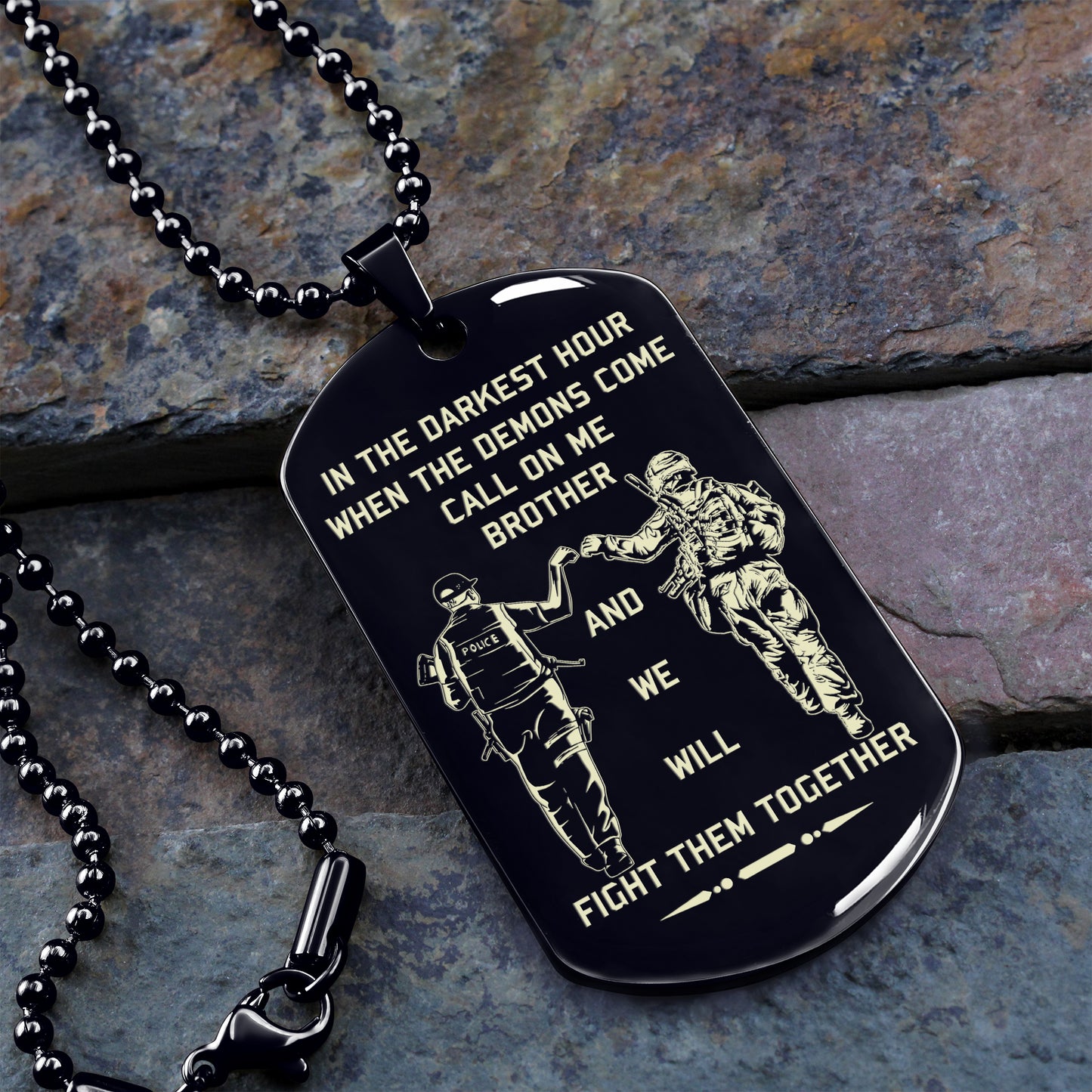 Mix Soldier Double Sided Dog Tag Call On Me Brother And We Will Fight Them Together