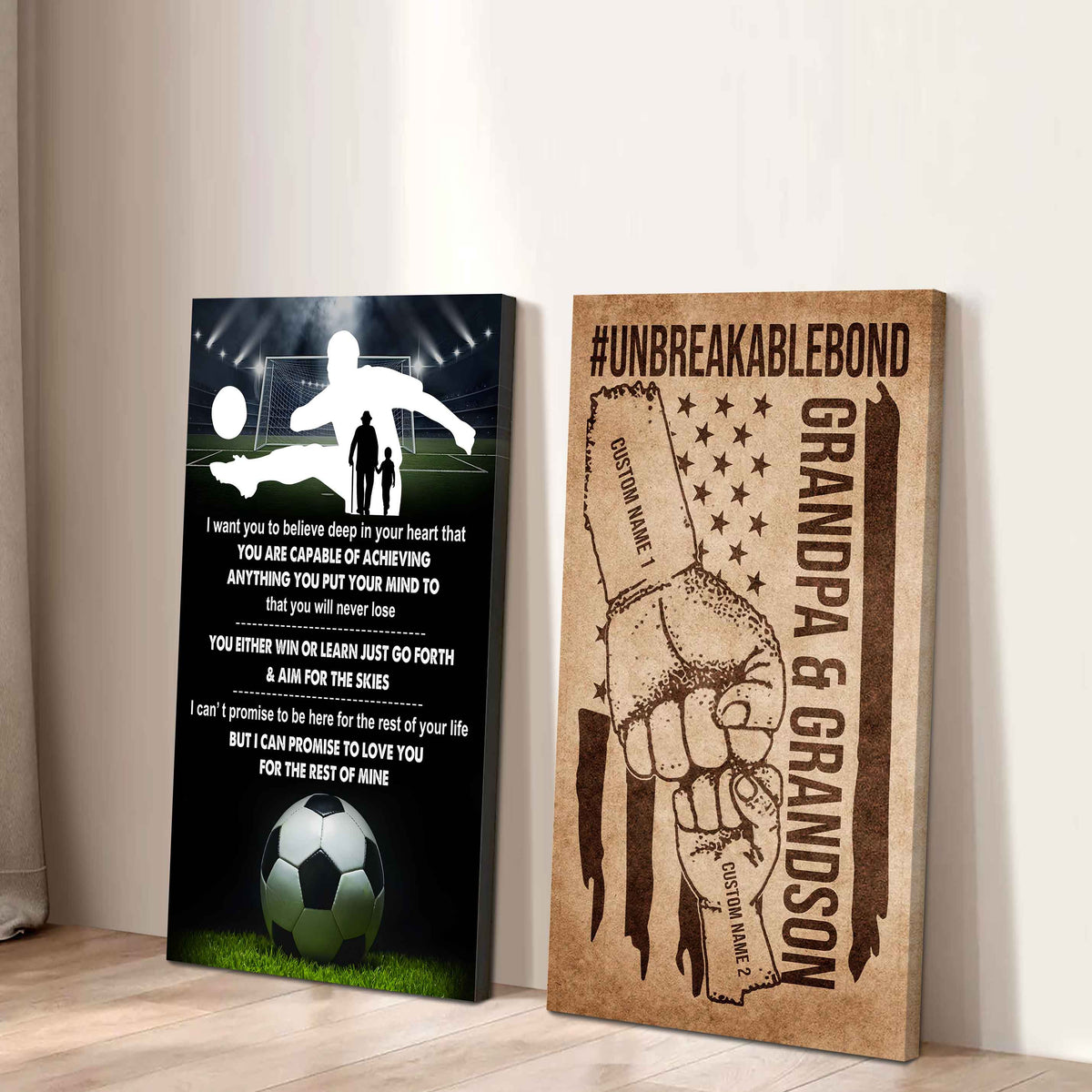 Unbreakable Bond Sport Canvas Set From Grandpa To Grandson You Will Never Lose You Either Win Or Learn