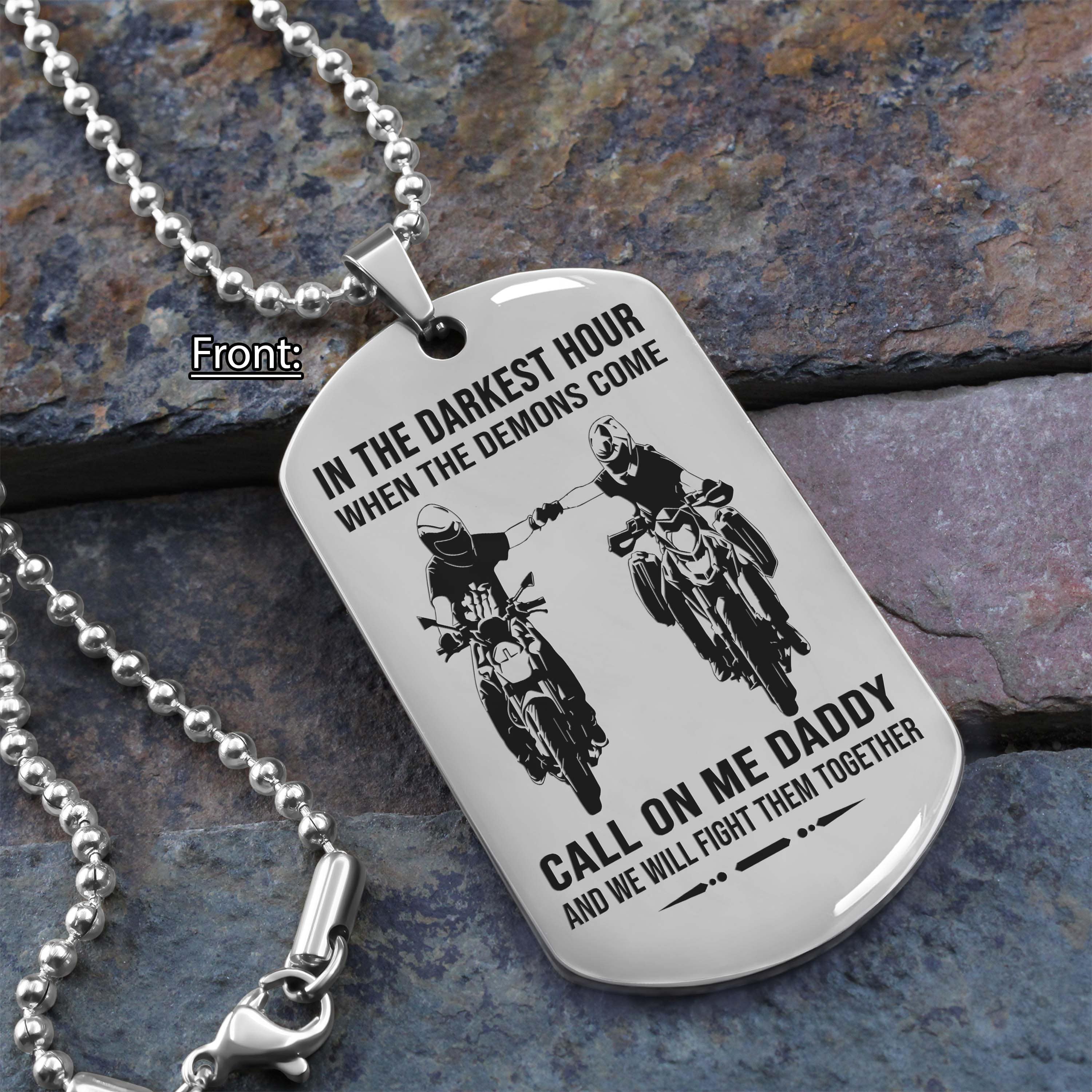 Samurai Personalized One Sided Dog Tag Call On Me Daddy And We Will Fight Them Together Gifts For Your Dad, From Son To Dad