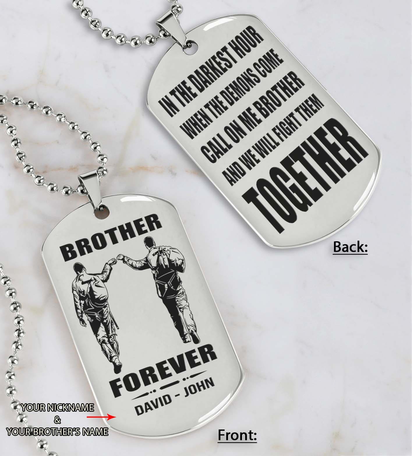 Ver3 Vikings customizable engraved black dog tag double sided gift from brother, brother forever