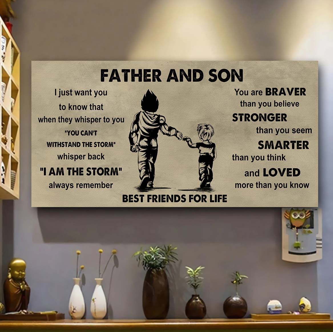 Ver 2 FAMILY-PHOTO UPLOAD VGT Father And Son Best Friends For Life - I Am The Storm Poster Canvas Gift For Son From Father