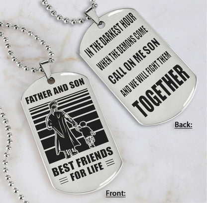 Cowboy Personalized Double Sided Dog Tag Call On Me Son And We Will Fight Them Together Gifts For Your Son From Dad