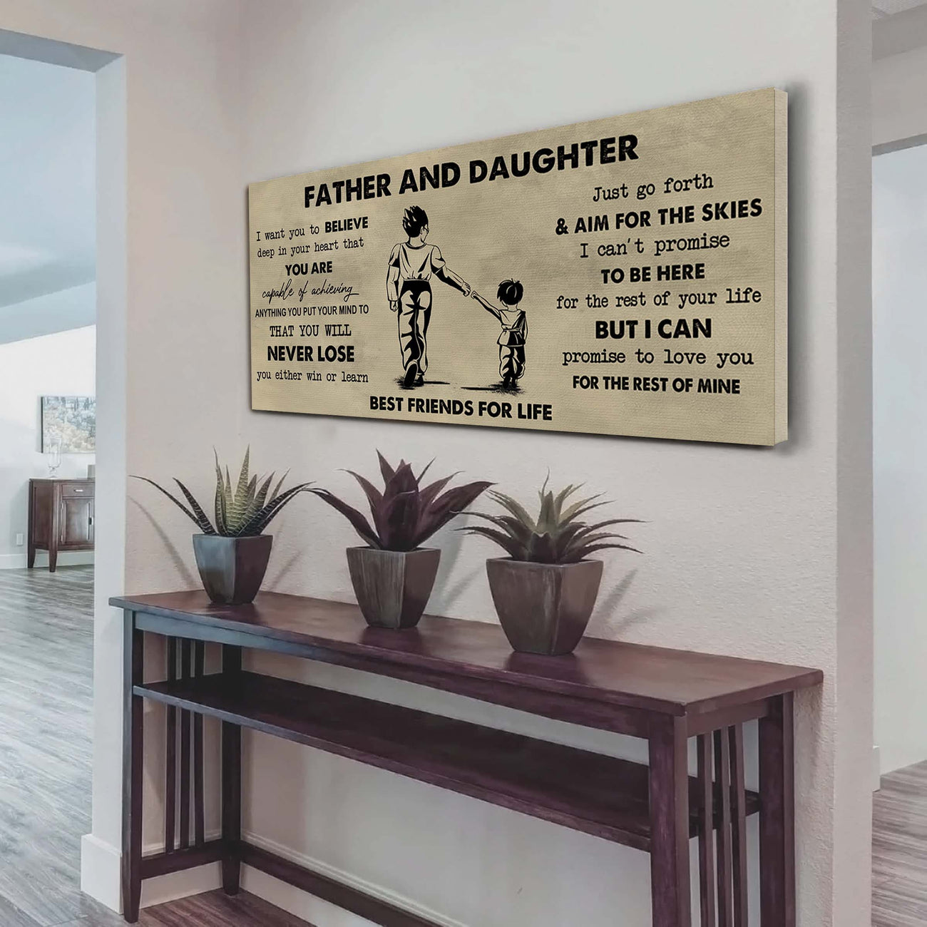 DRB Father And Daughter Best Friends For Life - Never Forget Your Way Back Home Poster Canvas Gift For Daughter From Father-Photo Upload