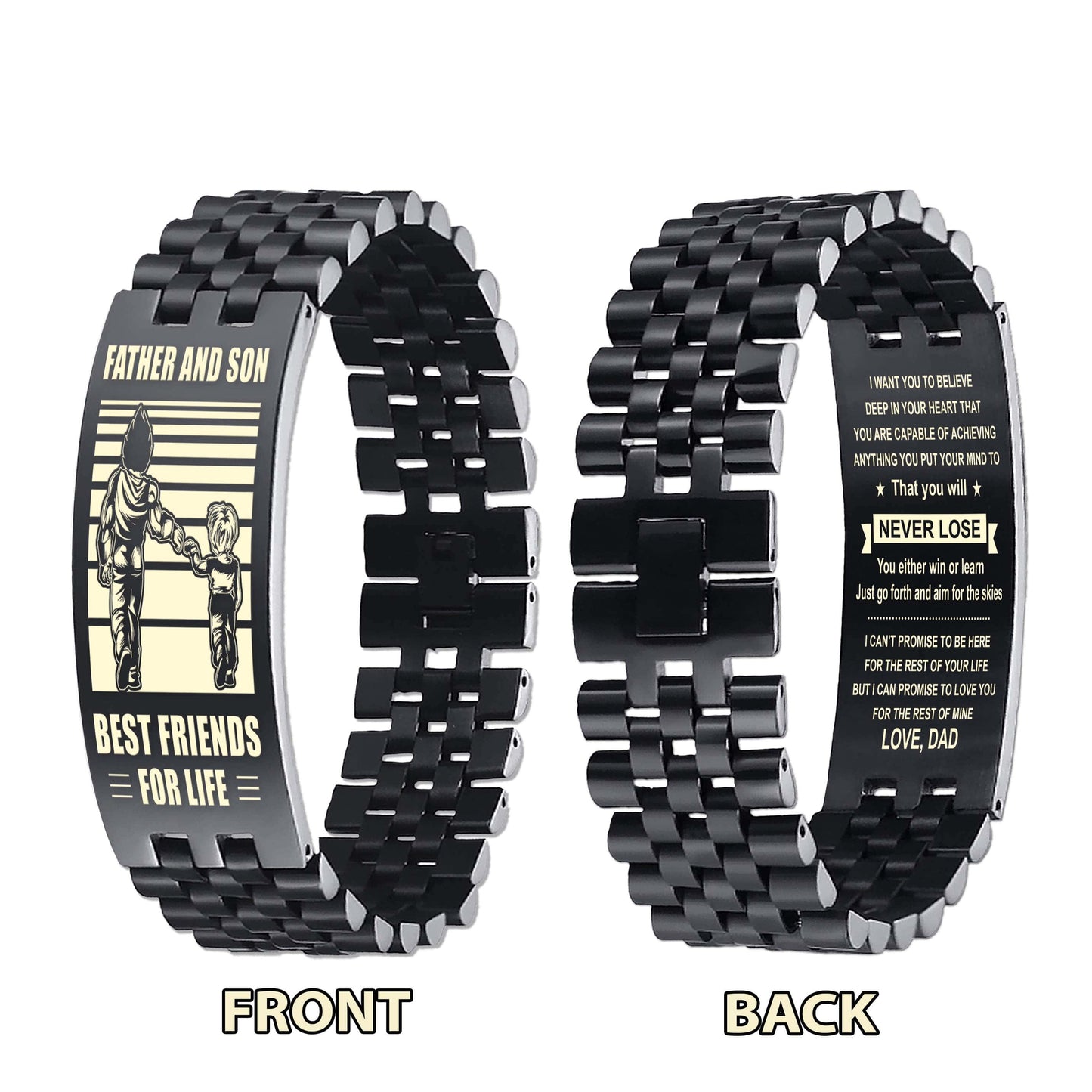 Viking ANT Personalized Double Sided Bracelet Father And Son Best Friends For Life - Message on the back side