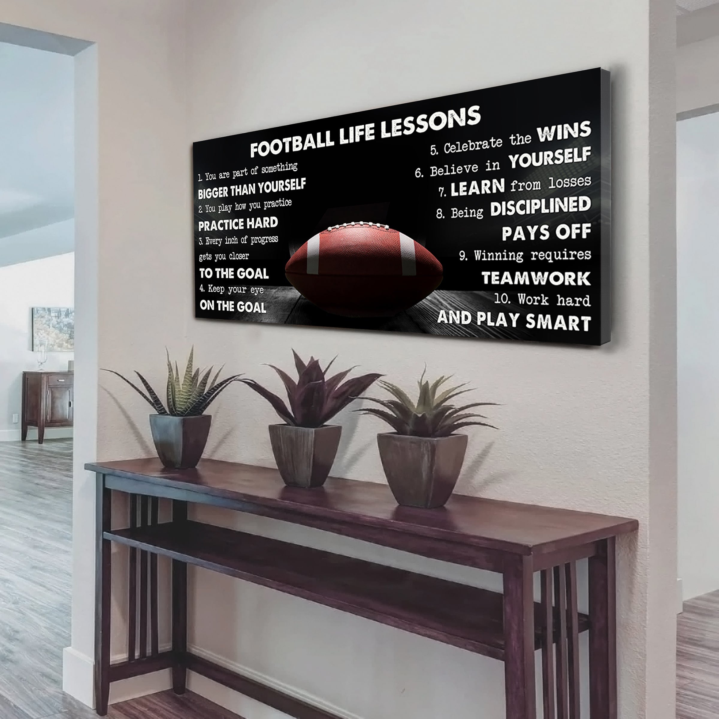 Sport Life Lesson Canvas Poster Wall Art Black Floating Frame