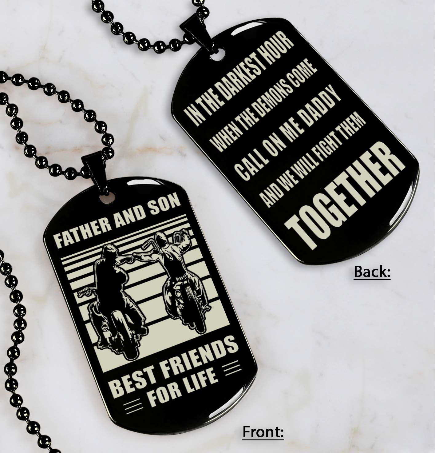 Samurai Personalized Double Sided Dog Tag Call On Me Daddy And We Will Fight Them Together Gifts For Your Dad, From Son To Dad