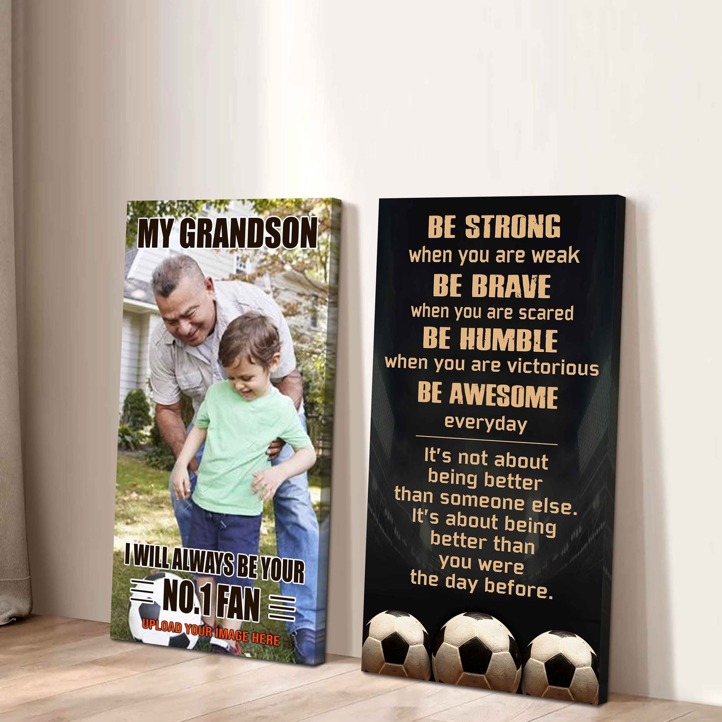 My Grandson Be Strong When You Are Weak Be Awesome Everyday Set 2 Canvas Wall Art From Grandpa To Grandson
