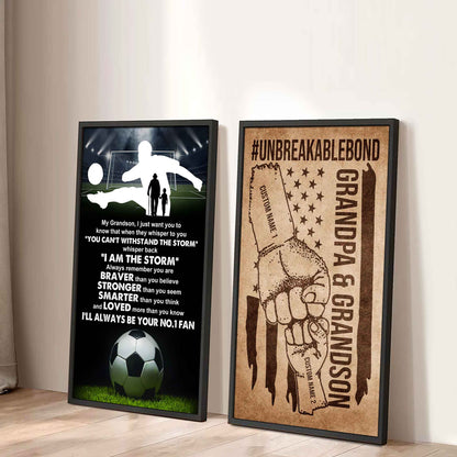 Unbreakable Bond Sport Canvas Set From Grandpa To Grandson Whisper Back I'm The Storm You Are Braver Than You Believe