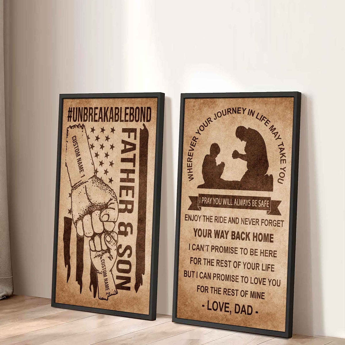 Father And Son Canvas Set To My Son Enjoy The Ride Never Forget Your Way Back Home