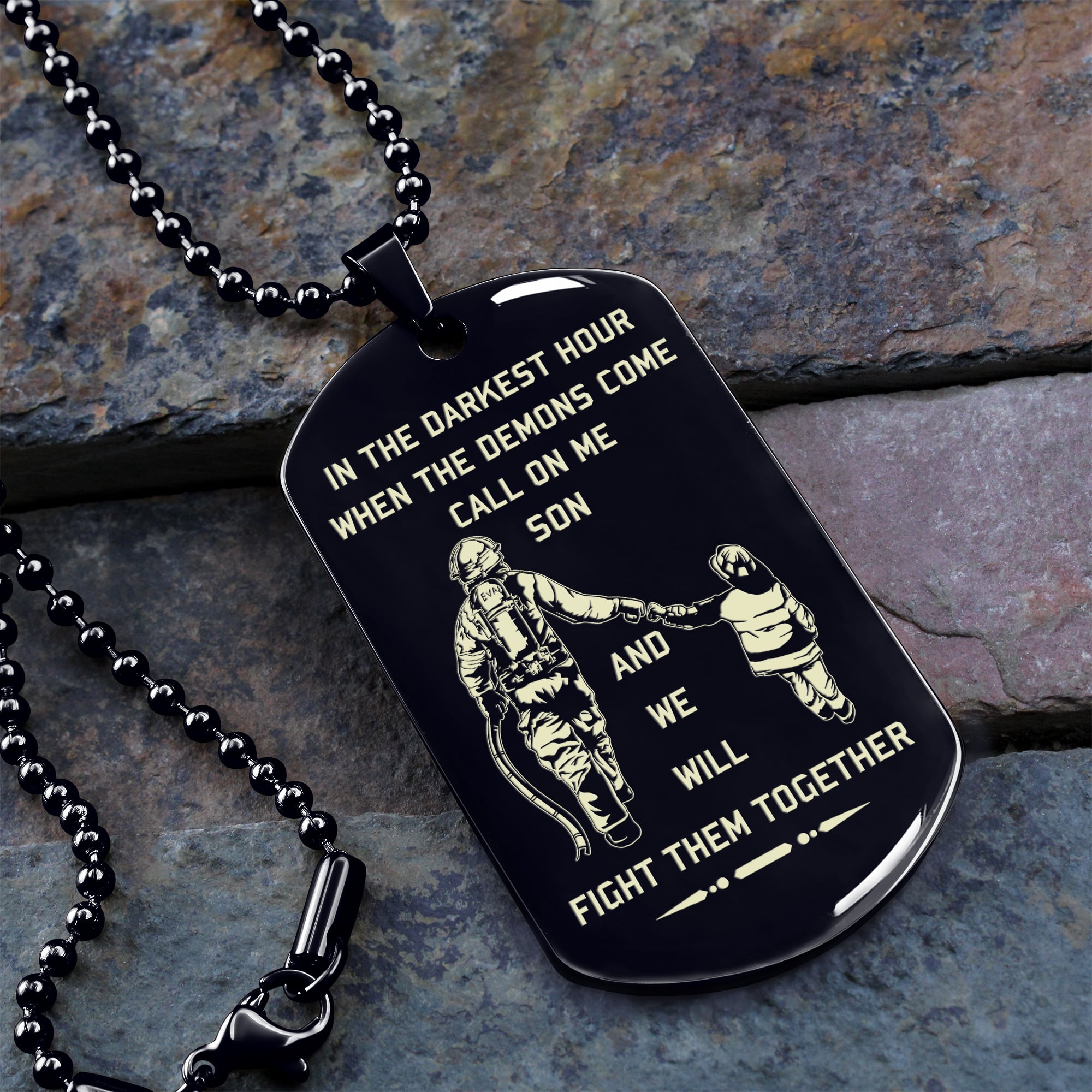 VC Personalized Double Sided Dog Tag Father And Son Best Friends For Life - Message on the back side