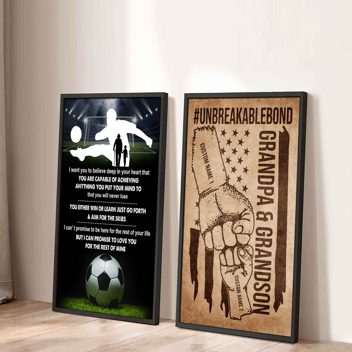 Unbreakable Bond Sport Canvas Set From Grandpa To Grandson You Will Never Lose You Either Win Or Learn