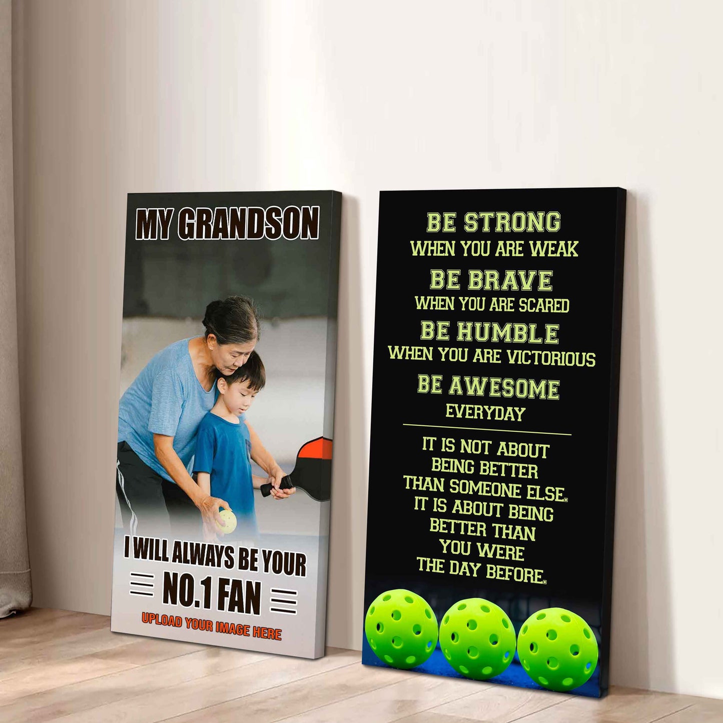My Grandson Be Strong When You Are Weak Be Badass Everyday Set 2 Canvas Wall Art From Grandma To Grandson