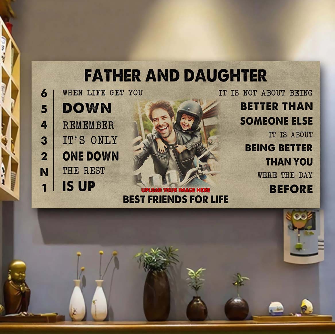 Biker Father And Son Best Friends For Life - Be Strong When You Are Weak Poster Canvas Gift For Son From Father-Photo Upload