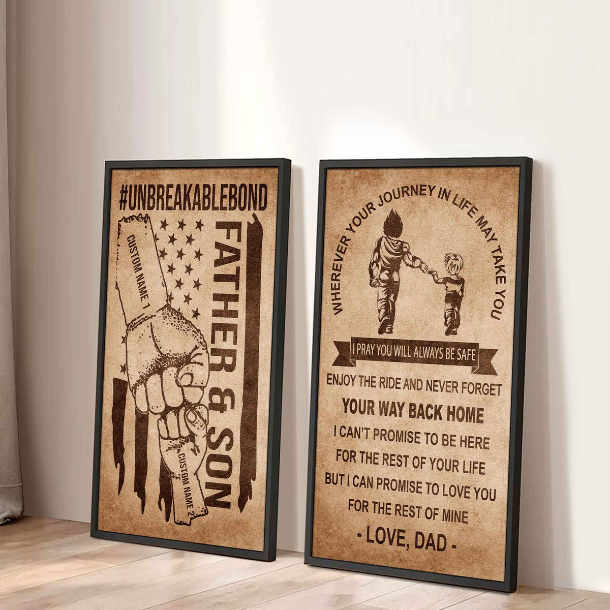 Father And Son Canvas Set To My Son Enjoy The Ride Never Forget Your Way Back Home
