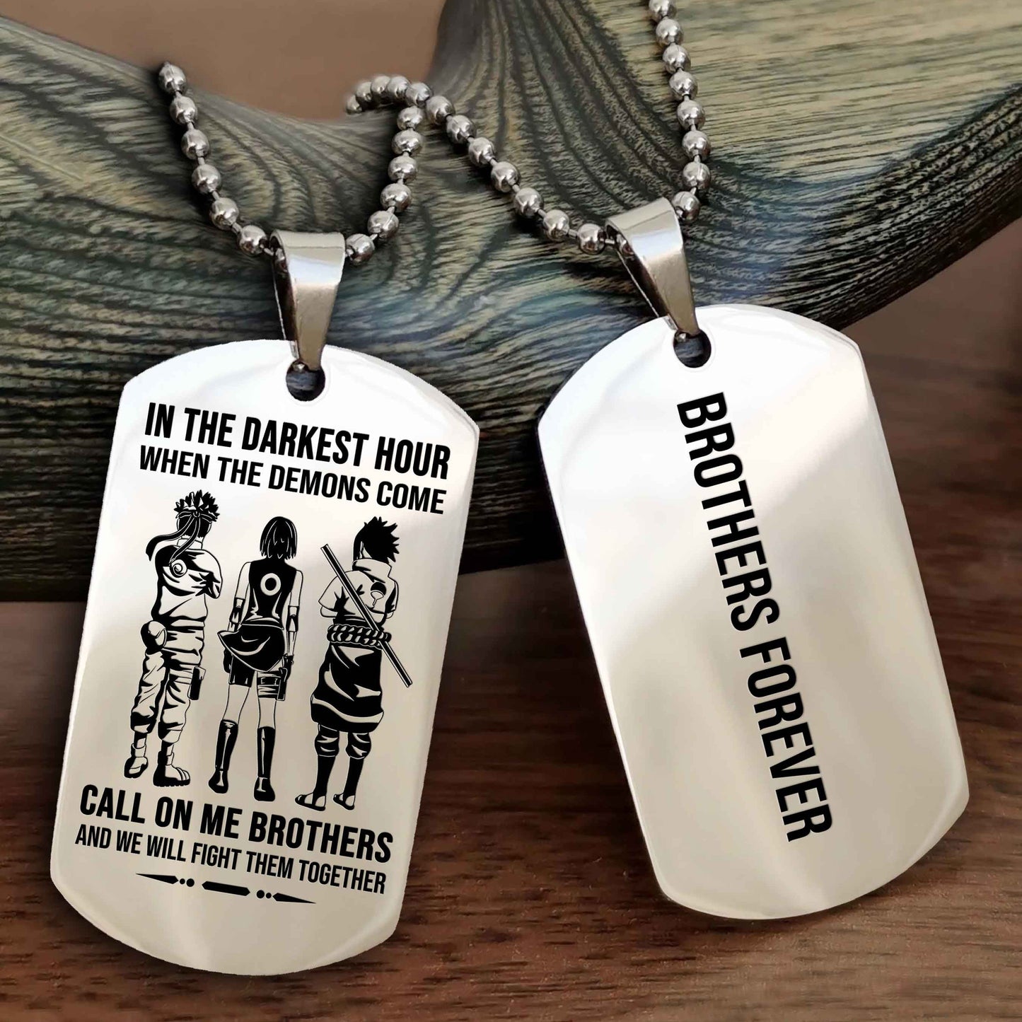 Knight Templar Customizable engraved black dog tag double sided gift from brother, brother forevers
