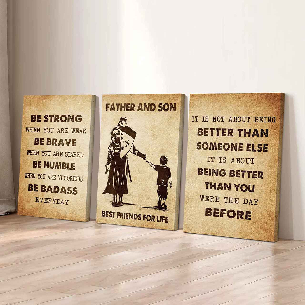 Combo 3 Biker Poster Canvas Be Strong When You Are Weak - It's Not About Being Better Than Someone Else It's About Being Better Than You Were The Day Before