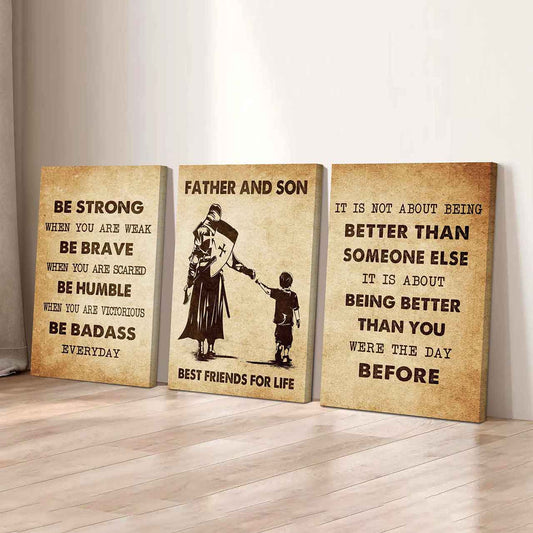 Combo 3 Biker Poster Canvas Be Strong When You Are Weak - It's Not About Being Better Than Someone Else It's About Being Better Than You Were The Day Before