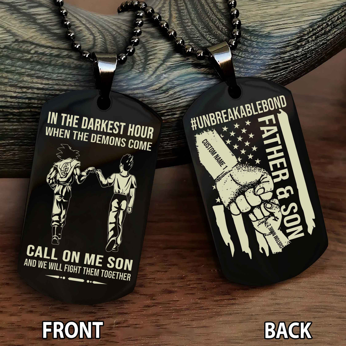 Father And Son UnBreakable Bond Double Side Dog Tag Call On Me Son Kid And We Will Fight Them Together Double Sided Dog Tag
