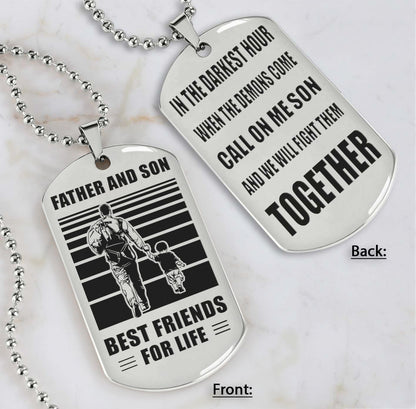 Cowboy Personalized Double Sided Dog Tag Call On Me Son And We Will Fight Them Together Gifts For Your Son From Dad