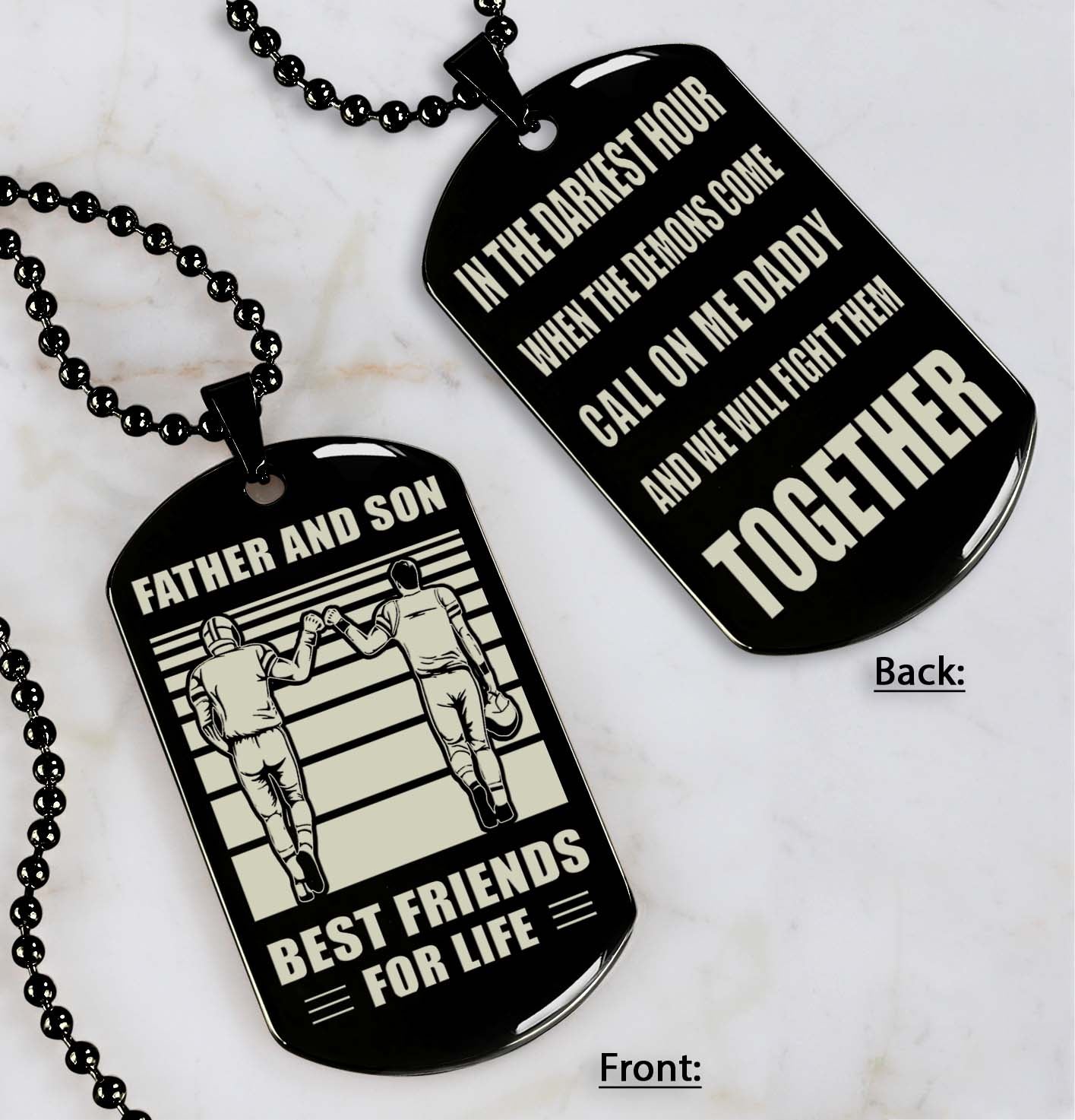 Samurai Personalized Double Sided Dog Tag Call On Me Daddy And We Will Fight Them Together Gifts For Your Dad, From Son To Dad