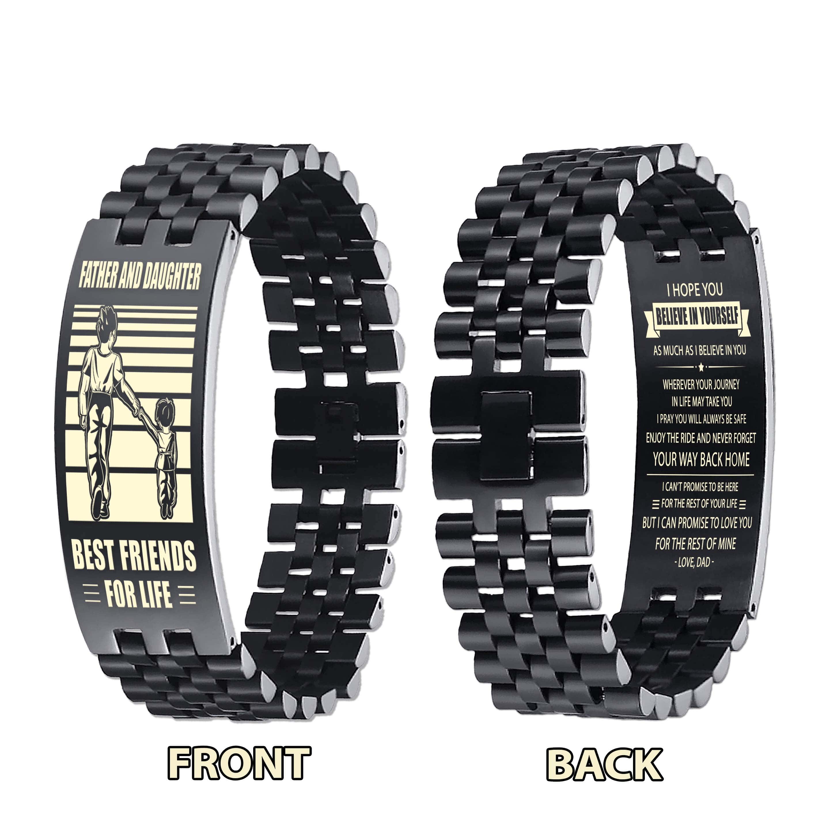 STO Spartan Personalized Double Sided Bracelet Father And Son Best Friends For Life - Message on the back side