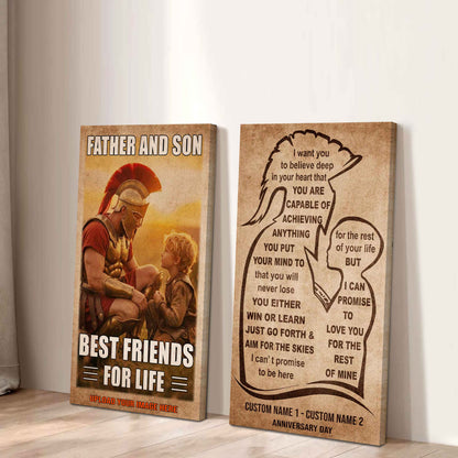 Spartan Canvas Set Father And Son Best Friend For Life - With Message Quotes