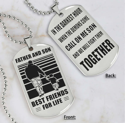 Cowboy Personalized Double Sided Dog Tag Call On Me Son And We Will Fight Them Together Gifts For Your Son From Dad