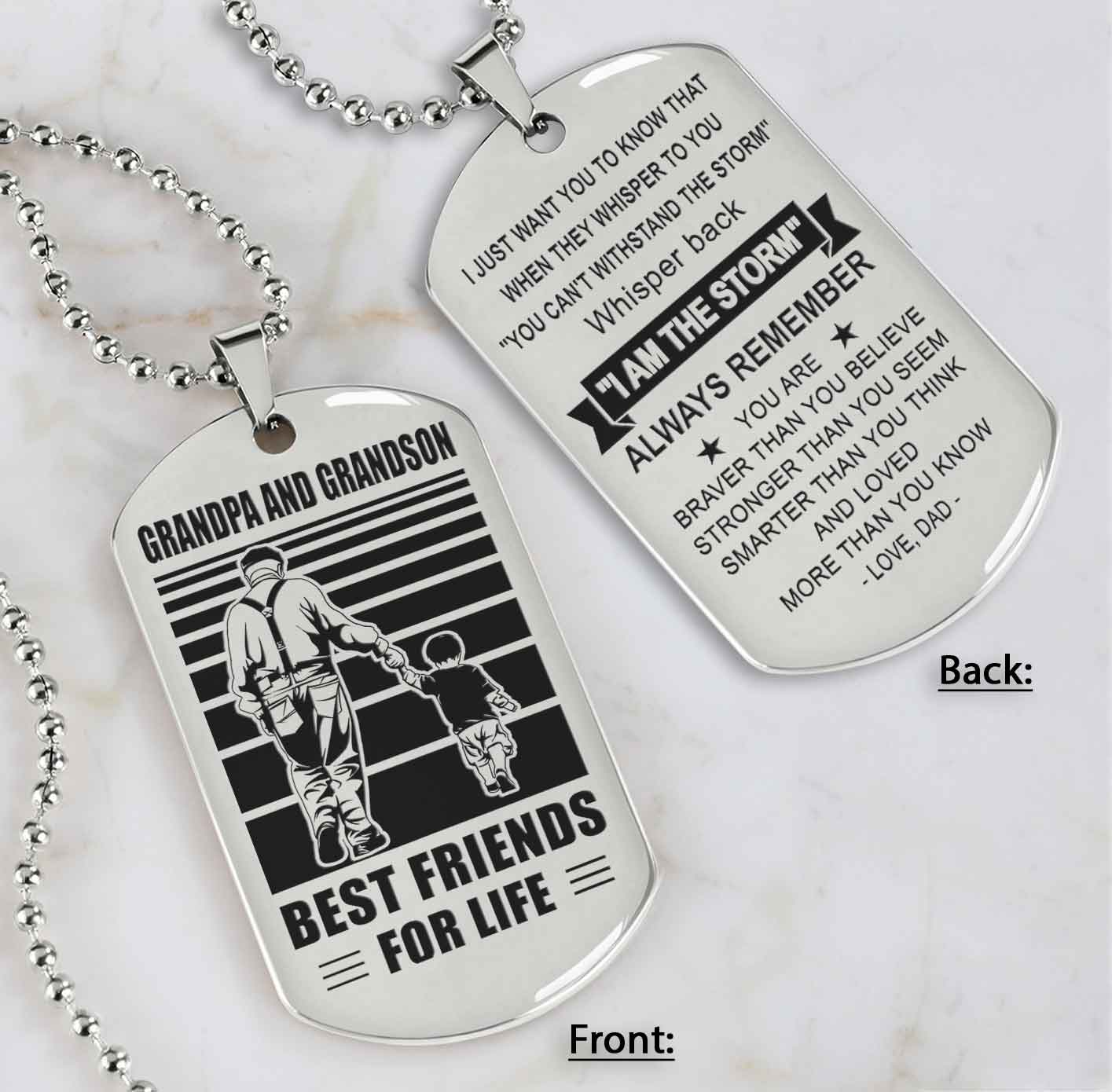 Grandpa And Grandson Best Friend For Life Double Side Dog Tag Gift For Your Grandson