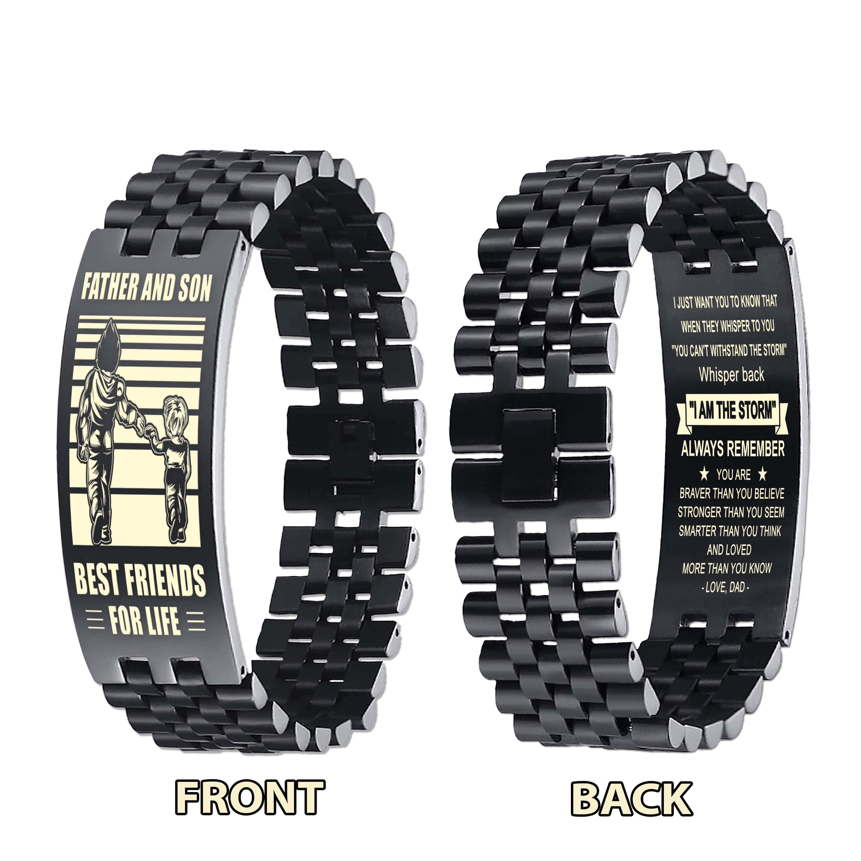 WBH Biker Personalized Double Sided Bracelet Father And Son Best Friends For Life - Message on the back side