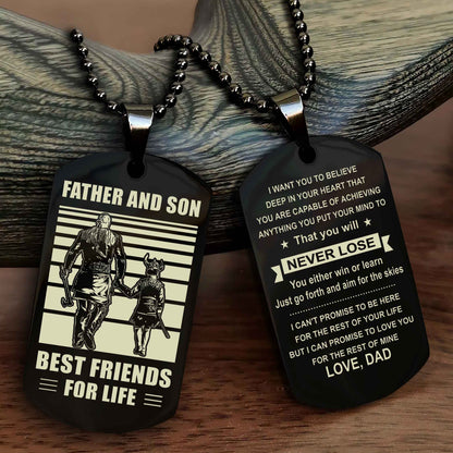 Teenager Viking Double Side Dog Tag Father And Son Best Friends For Life From Dad To Son With Message On The Back Gift For Your Son