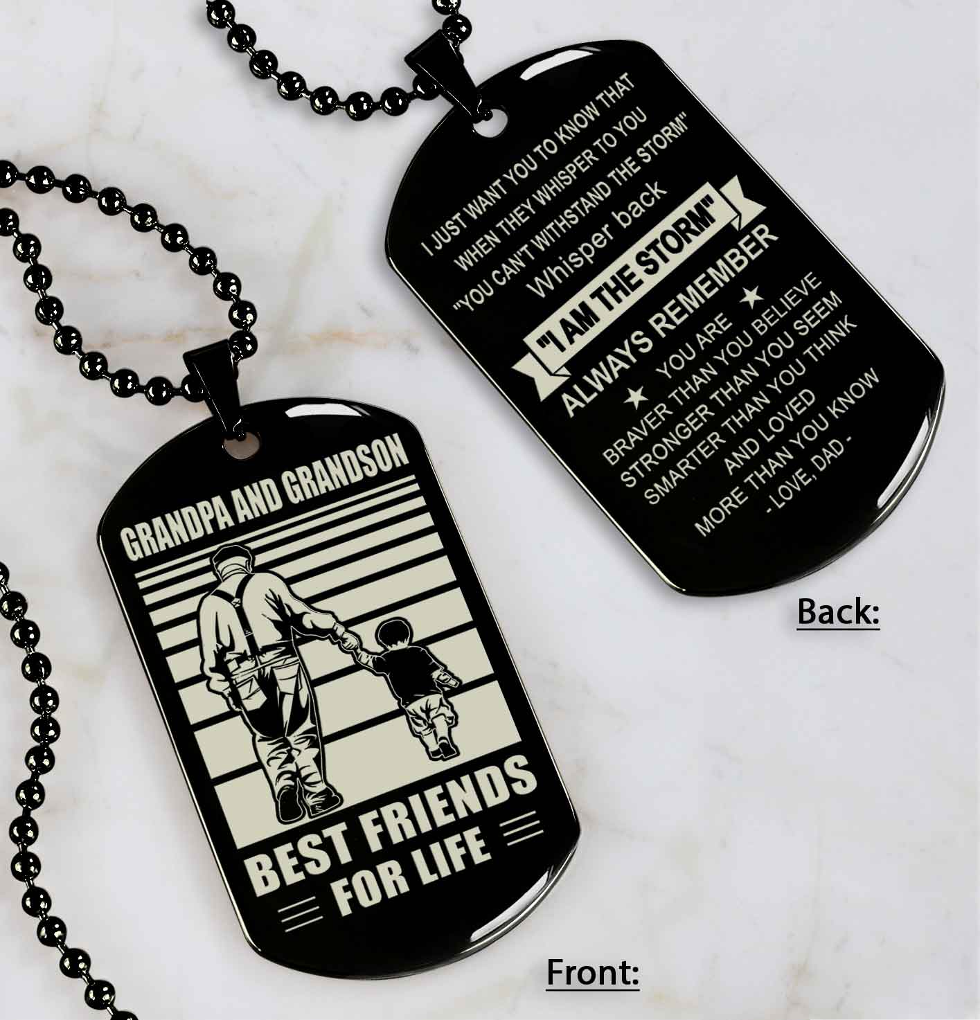 Grandpa And Grandson Best Friend For Life Double Side Dog Tag Gift For Your Grandson