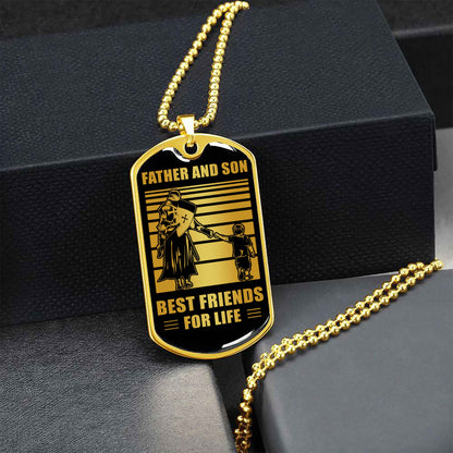 GK_GH Military Chain Silver Plated 18K Gold Plated Father And Son Best Friend For Life Gift For Your Son