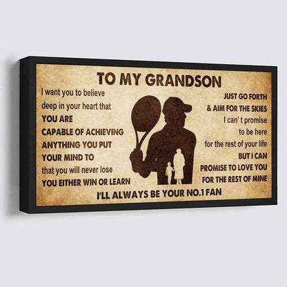 Personalized Sport Baseball Poster Canvas I'll Be Your No 1 Fan Grandma To Grandson - You Will Never Lose You Either Win Or Learn