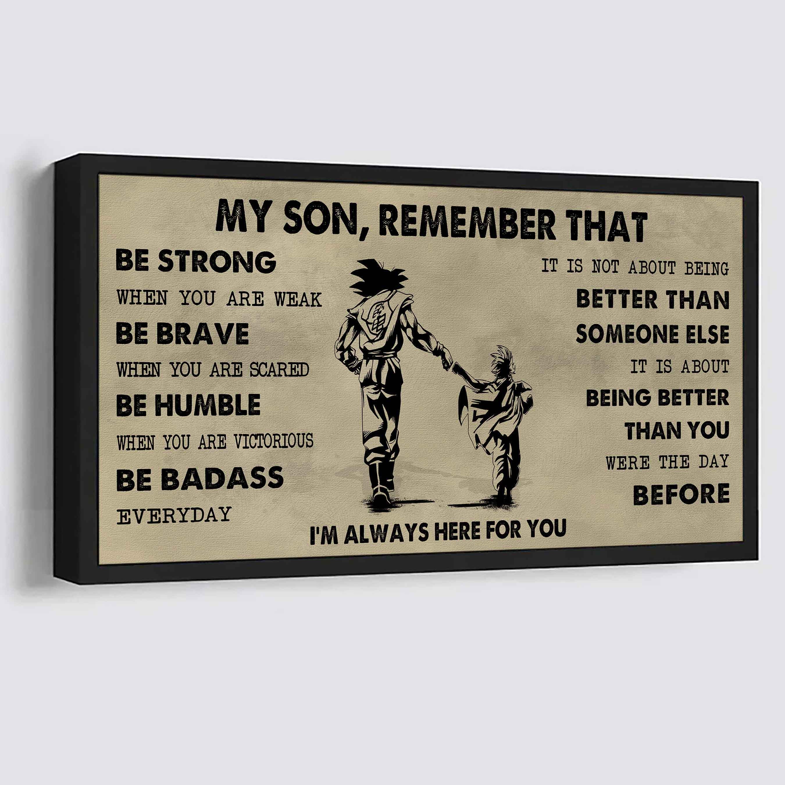 Personalized DRB Poster Canvas - My Son Remember That Be Strong When You Are Weak Be Badass Everyday