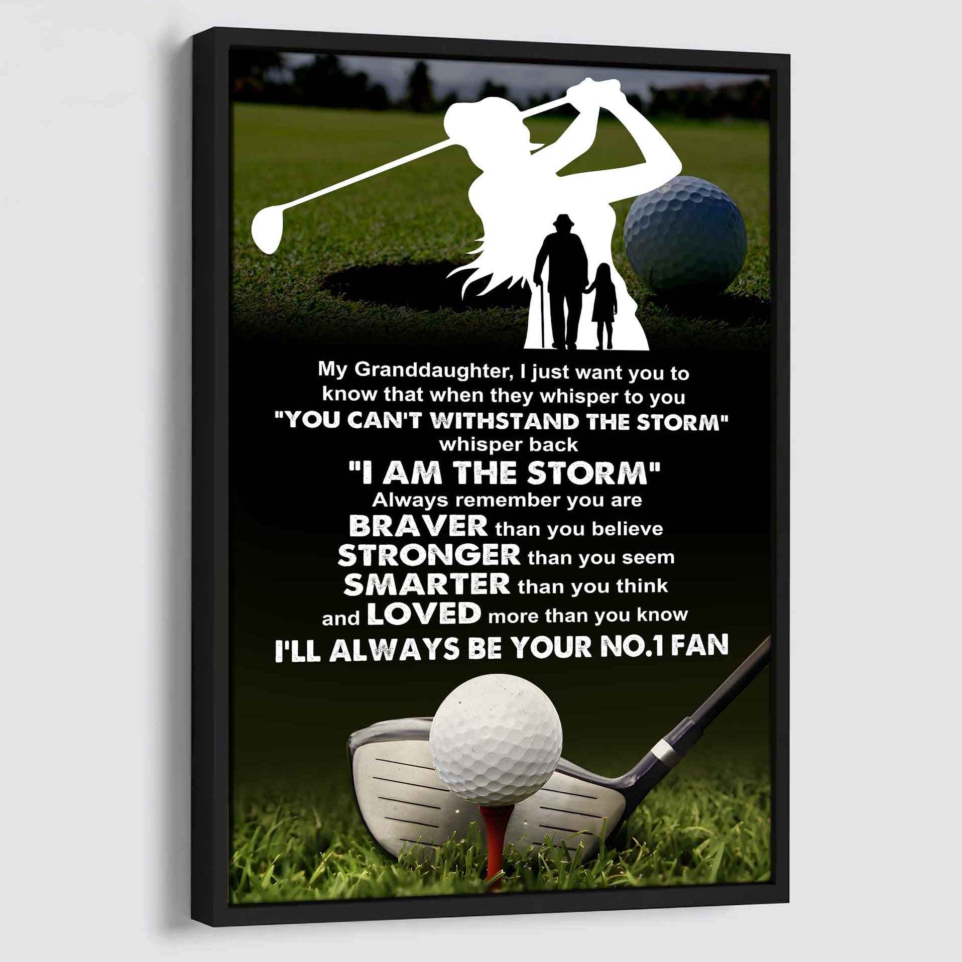 Baketball Poster Canvas Grandpa To Granddaughter - Whisper Back I Am The Storm I Will Always Your No 1 Fan