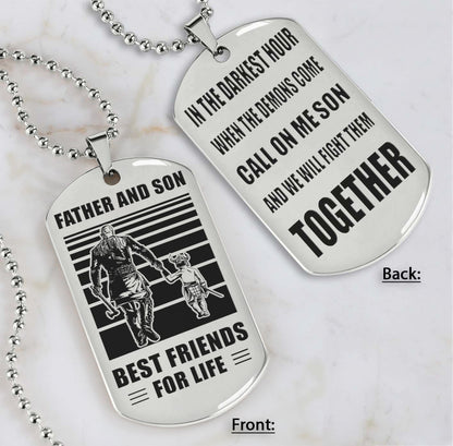 Cowboy Personalized Double Sided Dog Tag Call On Me Son And We Will Fight Them Together Gifts For Your Son From Dad
