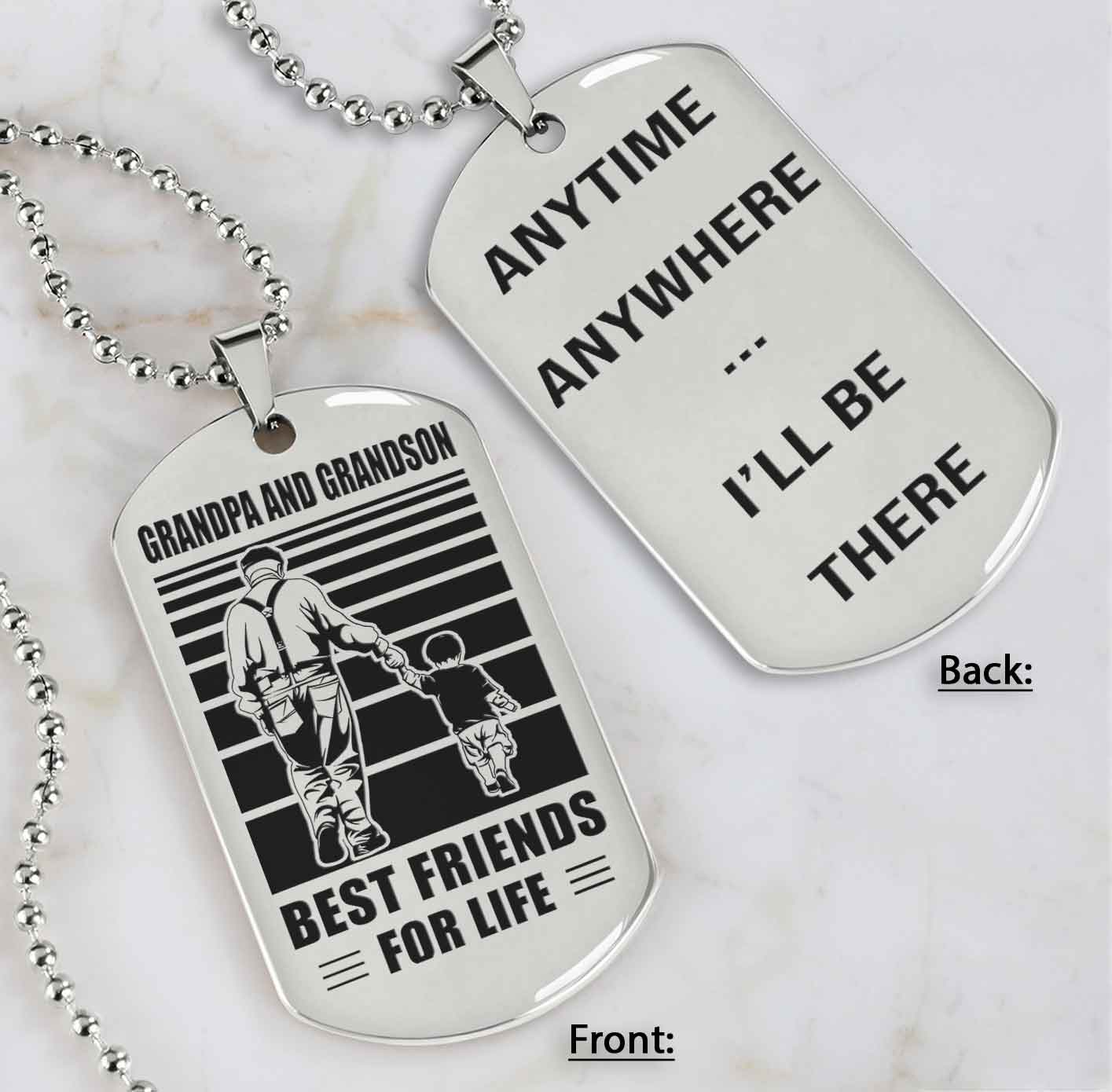 Grandpa And Grandson Best Friend For Life Double Side Dog Tag Gift For Your Grandson