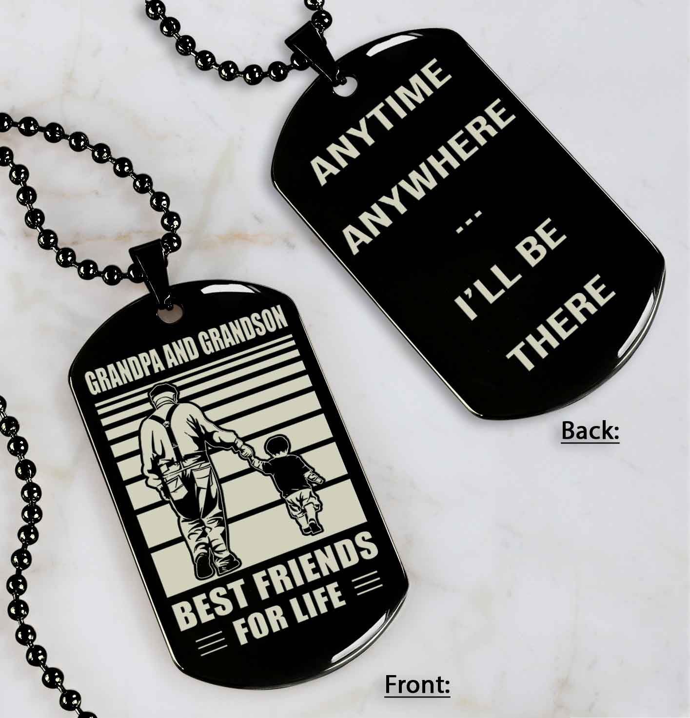 Grandpa And Grandson Best Friend For Life Double Side Dog Tag Gift For Your Grandson