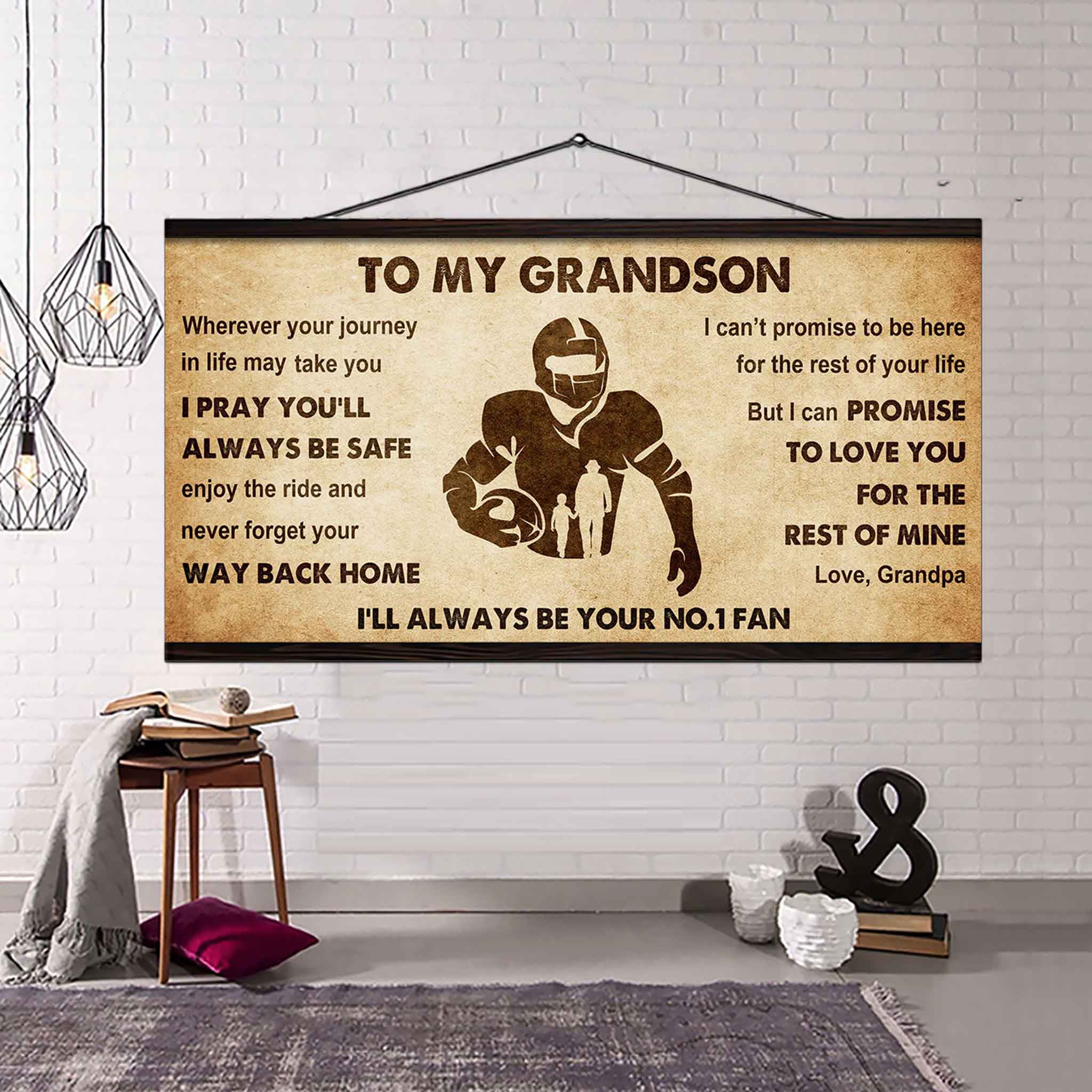 Personalized Sport  Baseball Poster Canvas I'll Be Your No 1 Fan Grandpa To Grandson - Never Forget Your Way Back Home