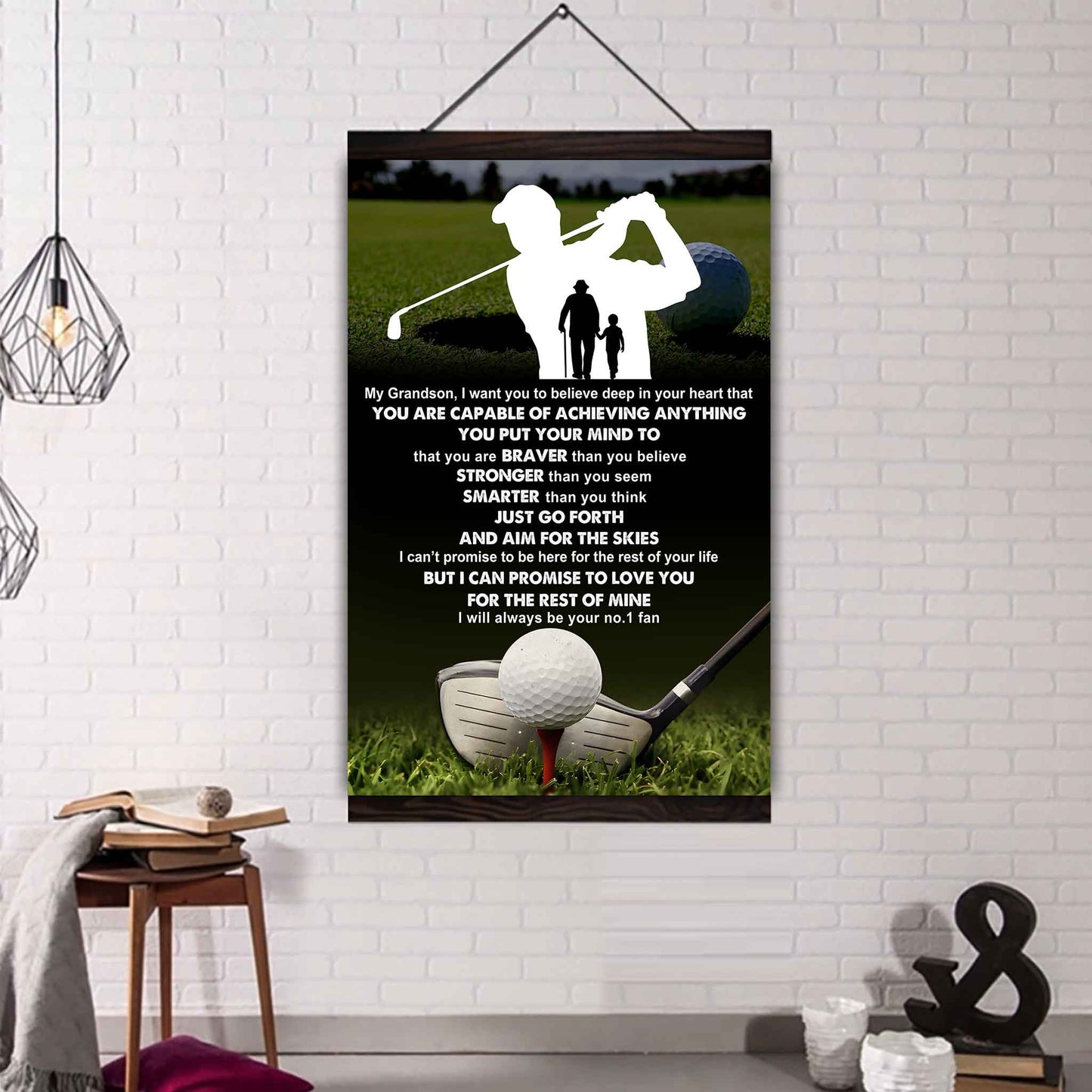 Baseball Poster Canvas Grandpa To Grandson - That You Are Braver Than You Believe You Are Capable Of I Will Always Your No 1 Fan
