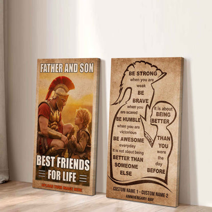 Spartan Canvas Set Father And Son Best Friend For Life - With Message Quotes